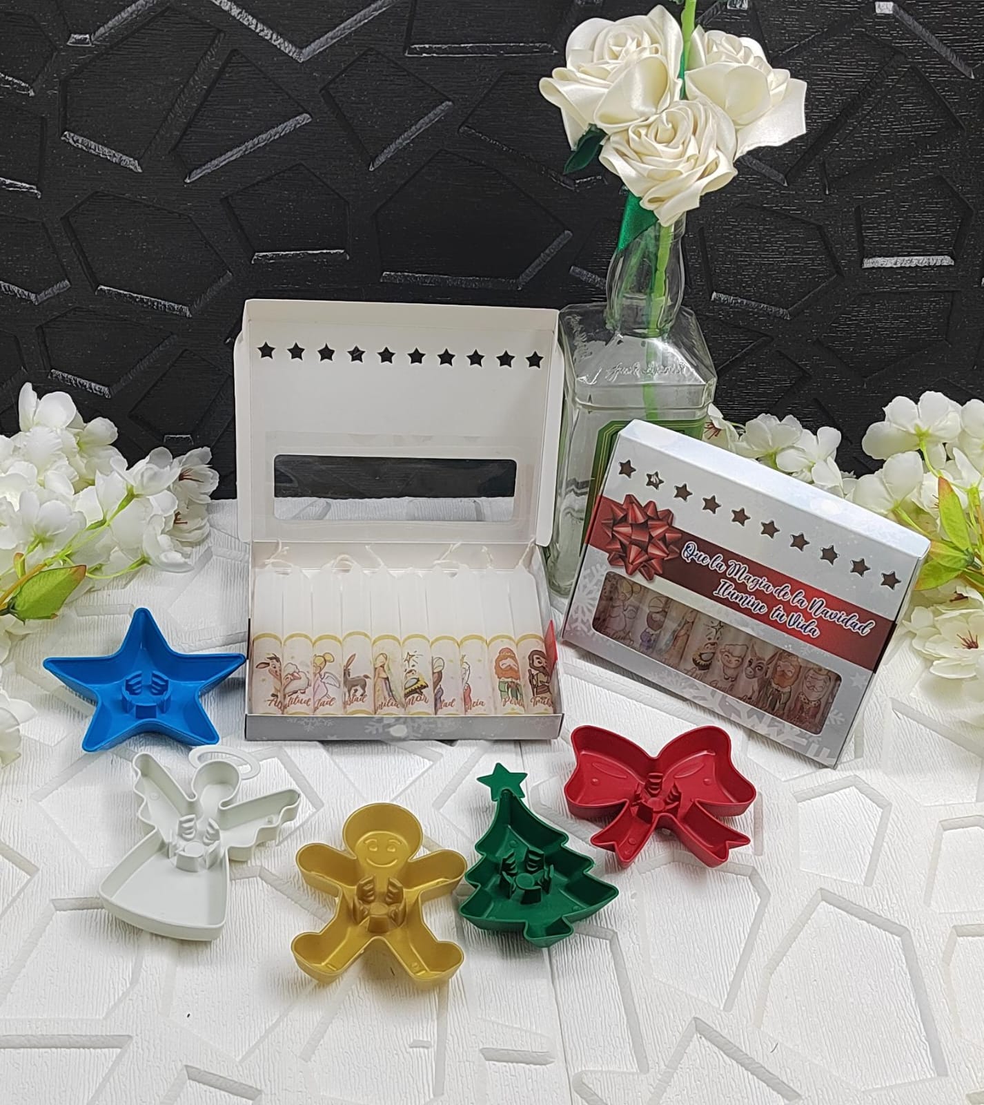 Caja 10 Velas personalizadas Con 10 Soportes