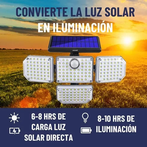Lampara Solar Sensor Giratorio 4 Luces