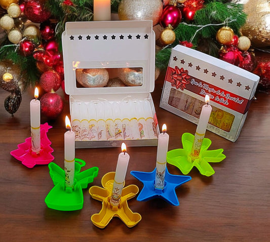 Caja 10 Velas personalizadas Con  10 Soportes