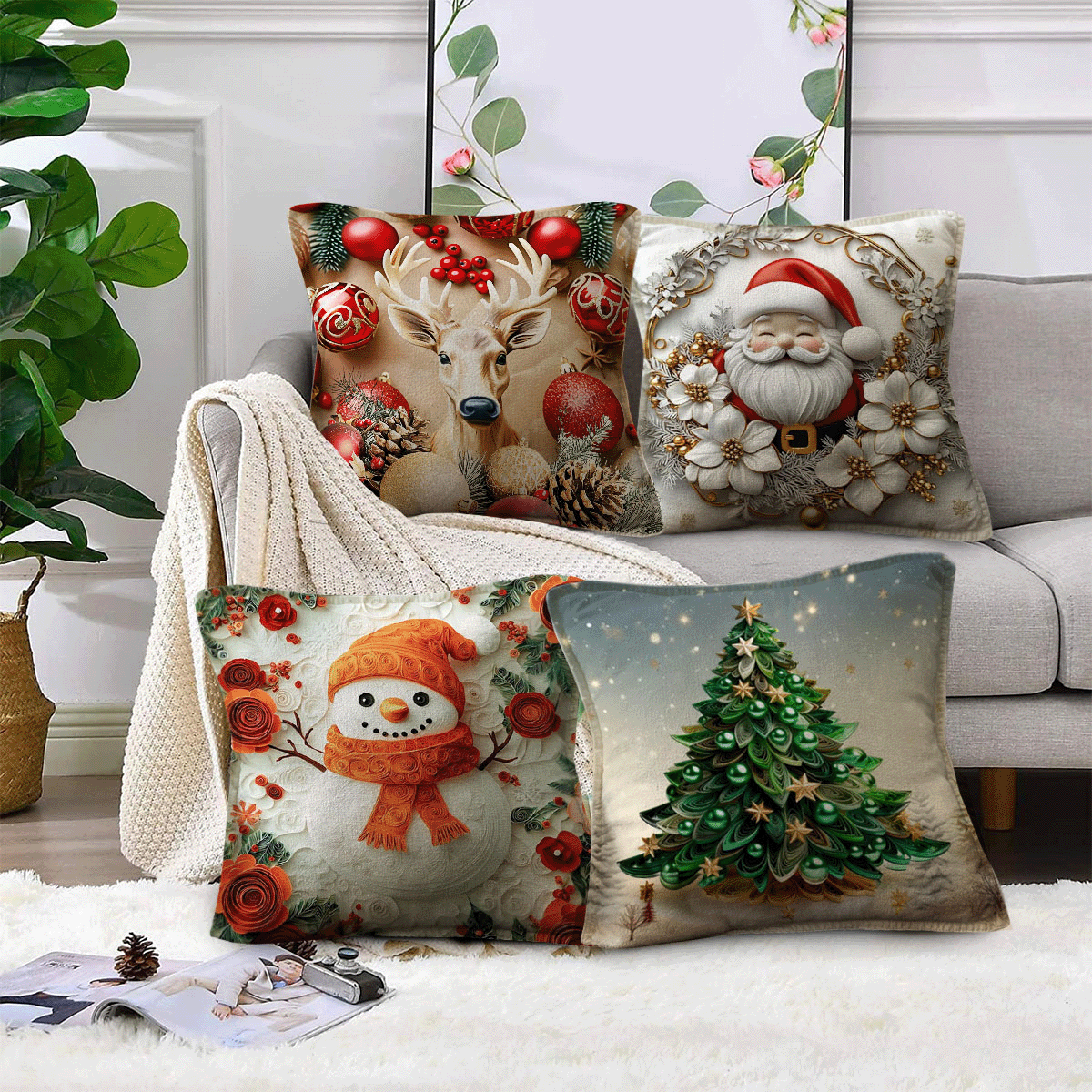 Set Fundas Navideñas x4 Con Luces SFN01