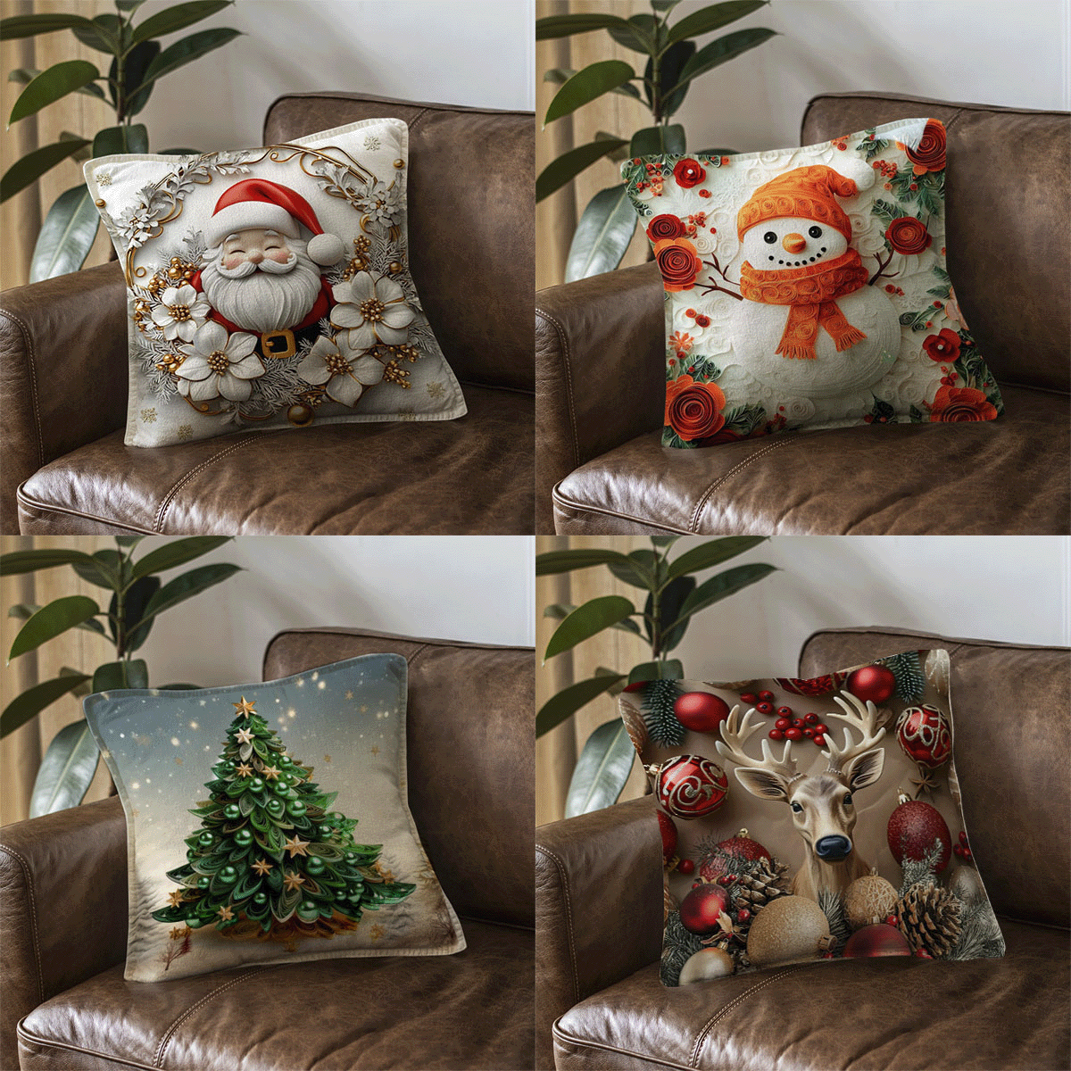 Set Fundas Navideñas x4 Con Luces SFN01