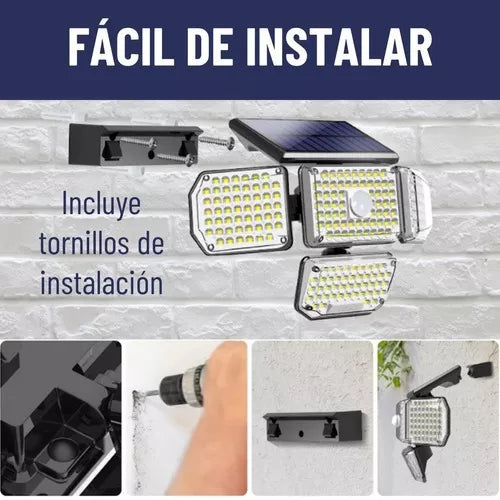 Lampara Solar Sensor Giratorio 4 Luces