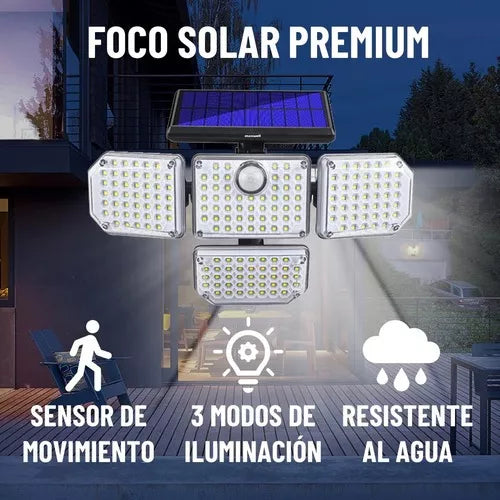 Lampara Solar Sensor Giratorio 4 Luces