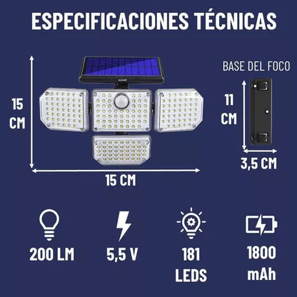 Lampara Solar Sensor Giratorio 4 Luces